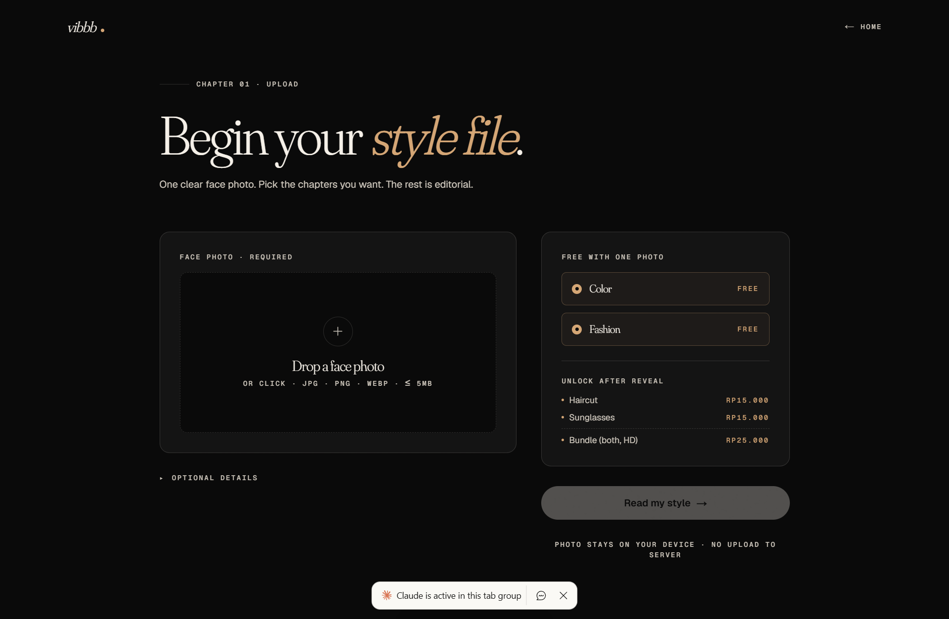 Upload flow screenshot